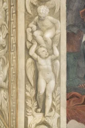 Putti, koristeet ikkunoiden ympärillä (fresko)