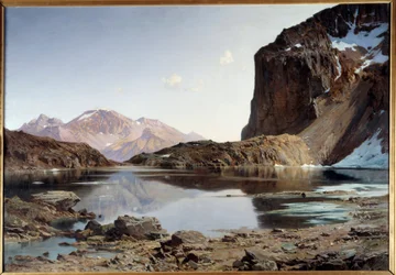 Eychauda-järvi Alpeilla. Laurent Guetalin (1841-1892) maalaus