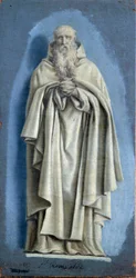 Pyhä Romuald rukoilemassa Laurent de La Hyren (1606-1656) maalaus camaieu-kankaalle 1600-luvun su. 0,36 x 0,18 m Pariisi. Louvren taidemuseo
