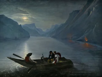 Julie ja Saint-Preux Genevejärvellä, 1824.