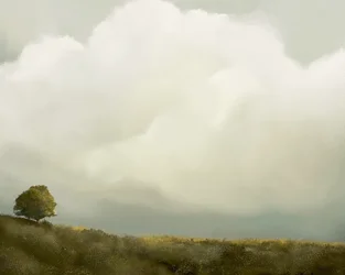 Myrskyn jälkeen, n.2023 (sekatekniikka)