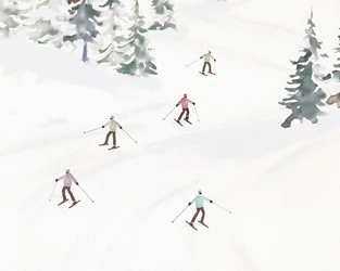 Hiihtäminen Tremblantissa, noin 2023 (sekatekniikka)