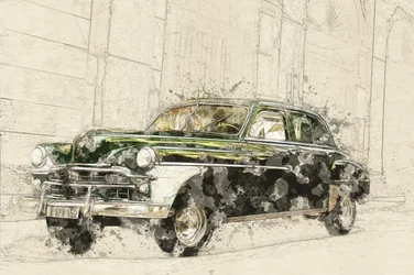 Vintage-autojen piirroksia