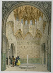 The Hall of the Abencerrages, Alhambra, Granada, 1853 (värillinen lito)