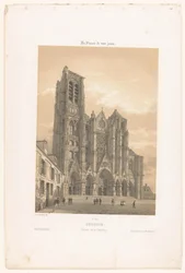 Näkymä Bourgesin katedraalin julkisivusta Bourges. Façade de la cathédrale (otsikko esineessä) Contemporary France (sarjan nimi) La France de nos jours (sarjan nimi esineellä)