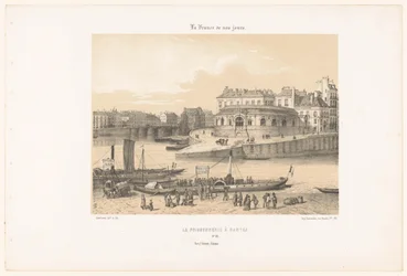 Näkymä Nantesin kalastushalliin laiturilta La poissonnerie à Nantes (otsikko esineessä) Contemporary France (sarjan nimi) La France de nos jours (sarjan nimi esineellä)
