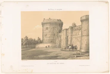 Näkymä yhdelle Dinanin linnan torneista Le Château de Dinan (otsikko esineessä) Contemporary France (sarjan nimi) La France de nos jours (sarjan nimi esineellä)