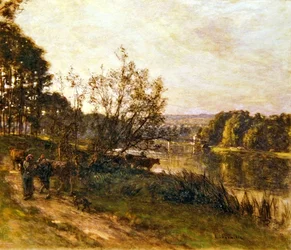 River Crossing (värilliset liidut ja pastelli paperille)