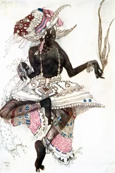 Bayadere-pukusuunnittelu Le Dieu Bleulle The Blue God, 1911