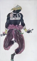 Pukusuunnittelu N. Rimski-Korsakovin balettiin Sheherazade, 1910