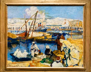 Laivaanlähtö Algerin satamassa (öljy kankaalle) (öljy kankaalle)