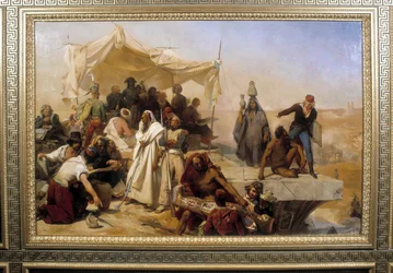 Expedition Egyptistä Bonaparten käskystä. Leon Cognietin maalaus (1794-1880)