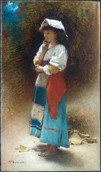 The Broken Pitcher (öljy kankaalle)
