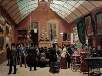 Myyntihuone 1800-luvulla. Leon Joseph Voirinin (1833-1887) maalaus