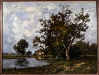 Maisema a la Mare -maalaus Leon Richet (1847-1907) 1900-luvun yksityinen kokoelma