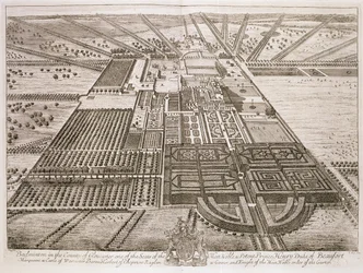 Sulkapallotalo Gloucesterin piirikunnassa, kaiverrus Johannes Kip (n. 1652-1722) (katso myös 192764)