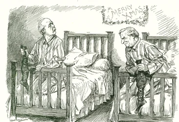 Konservatiivi Arthur Balfour ja liberaali Herbert Asquith joulusukkineen. Joulukuun 1910 parlamenttivaaleissa kumpikaan ei saanut ehdotonta enemmistöä. Asquith pystyi muodostamaan koalitiohallituksen Irlannin kansallispuolueen kanssa.