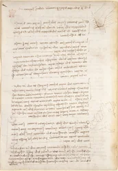 Arundel 263, f.25v Muistiinpanot ja karkeat luonnokset veden aiheuttamasta eroosiosta, 