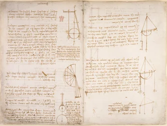 Arundel 263, f.67v, f.66 Huomautuksia ja kaavioita mekaniikasta, 