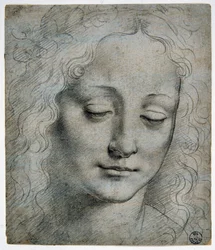Giovanni Antonio Boltraffio (Beltraffio) (1467-1516) (Leonardo da Vincin tunnetuin oppilas): lehtikruunuisen pojan pää Verrocchion tapaan, GDSU 425 E