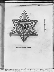 Stella octangula Luca Paciolin teoksesta "De Divina Proportione", julkaistu 1509 Venetsiassa