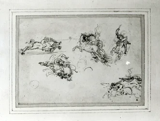 Study of Horsemen in Combat, 1503-4 (kynä ja muste paperille)