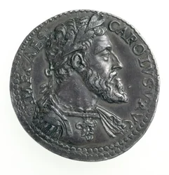 Kaarle V:n (1500-58) Milanon herttuan testikivi, kaiverrettu Dye, 1535-56 (kääntöpuoli) (hopea) (kääntöpuoli katso 168055)