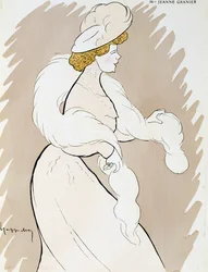 Näyttelijä Jeanne Granier (1852-1939), piirustus Leonetto Cappiello (1875-1942)