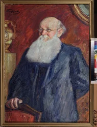 Vallankumouksellinen kreivi Pierre (Pjotr) Alekseevich Kropotkin (Pjotr ​​A. Kropotkin) (1842-1921) muotokuva. Leonid Osipovich Pasternakin (1862-1945) maalaus, tempera kankaalle