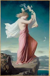 Sappho soittaa lyyraa (maalaus kankaalle)