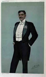 "A.B.", Arthur Bourchieria (1863-1927) esittävä pilapiirros Vanity Fair -lehdestä, 5. maaliskuuta 1896 (värilitografia).