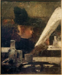 Zeitungsleserin im Café (Dame im Café)