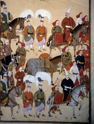 OTTOMAN EMPIRE: "Janitarien (Yeniceri) paraati komentajan hevosen kanssa"