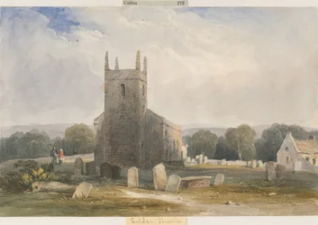 Chaldon Church: akvarellimaalaus ja [c 1830-1840]
