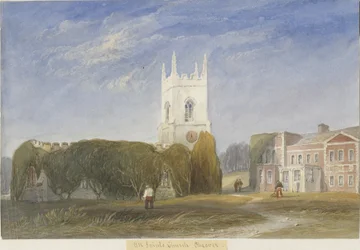 Okeoverin kirkko - "Kaikki pyhät": akvarellimaalaus ja [c 1830-1840]