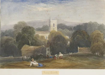 Sheen Church: akvarellimaalaus ja [c 1830-1840]
