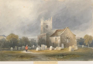 Waterfall Church: akvarellimaalaus ja [c 1830-1840]
