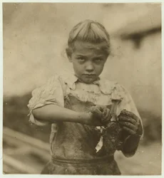 Rosie, 7-vuotias, lukutaidoton, työskenteli toisen vuoden osterishuckerina Varn und Platt Canning Companyssa, Bluffton, Etelä-Carolina, 1913