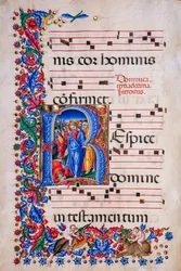 Piccolomini-kirjasto: kuorokirja, turska. 24.9, jj. 67v Liberale da Veronan teoksella "Healing of the Lepra" (noin 1445 - 1527/9).