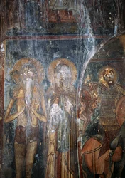 Kristus ja pyhät, fresko Agios Ioanniksen kirkossa, Kantanos, Kreeta, Kreikka (kuva)