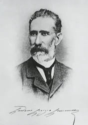 Gaetano Giorgio Gemmellaron (1832-1904), italialaisen geologin, paleontologin ja poliitikon muotokuva, kaiverrus