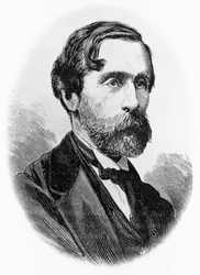 Giulio Carcanon (1812-1884), italialaisen poliitikon, kirjailijan ja toimittajan muotokuva, kaiverrus
