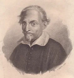 Italialaisen kirjailijan ja runoilijan Alessandro Tassonin (1565-1635) muotokuva S Maffeisin kuparikaiverrus