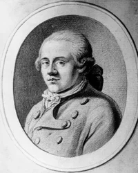 Jakob Michael Reinhold Lenzin (1751-1792), saksalaisen Sturm und Drang -liikkeen kirjailijan muotokuva, kaiverrus