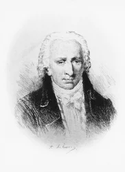 Stanislas Jeanin, Marquis de Boufflersin (1738-1815), ranskalaisen kirjailijan, sotilaan ja akateemikon muotokuva, etsaus Adolphe Lalauzen (1838-1905) piirtämänä
