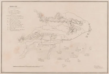 Luonnos Ghuzneen linnoituksesta. Kuvannut Storm 23. heinäkuuta 1839 (litho)