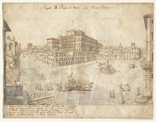 Kahdeksantoista näkymää Roomaan: Piazza Barberini (recto)