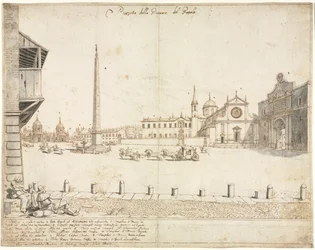 Kahdeksantoista näkymää Roomaan: Piazza del Popolo (recto)