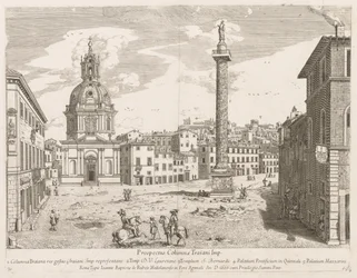 Trajans-pylväs esitteestä Lourum Urbis Romae Insignium, 1666