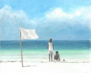 Boys on Beach, Kenia (akryyli paperille)
